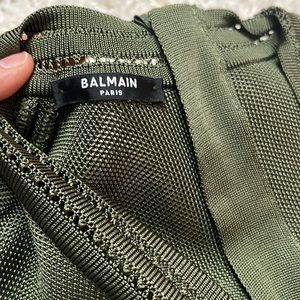 BALMAIN short sleeved olive military dress